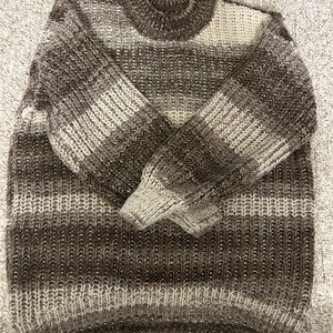 SO Juniors Brown and Cream Striped Sweater Medium EUC